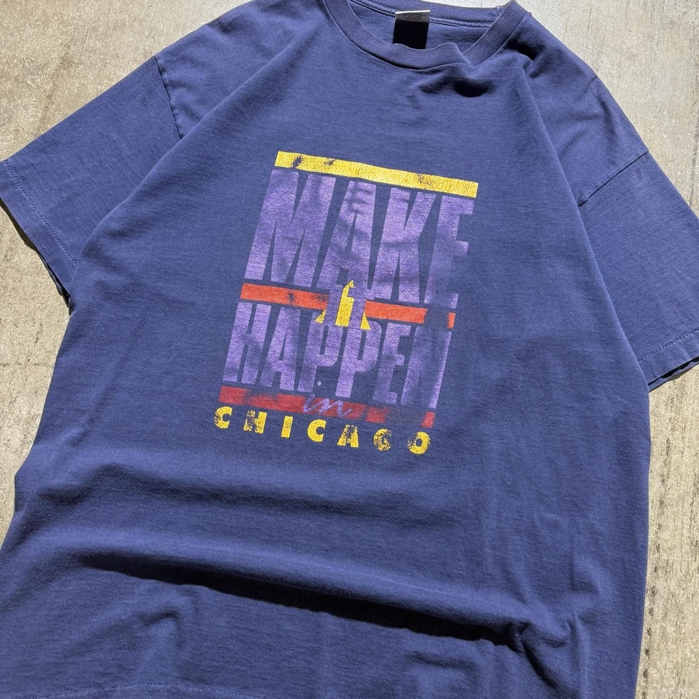 Vintage Signal Make It Happen Chicago Shirt Mens Large Blue Graphic Tee 90s - Picture 2 of 6